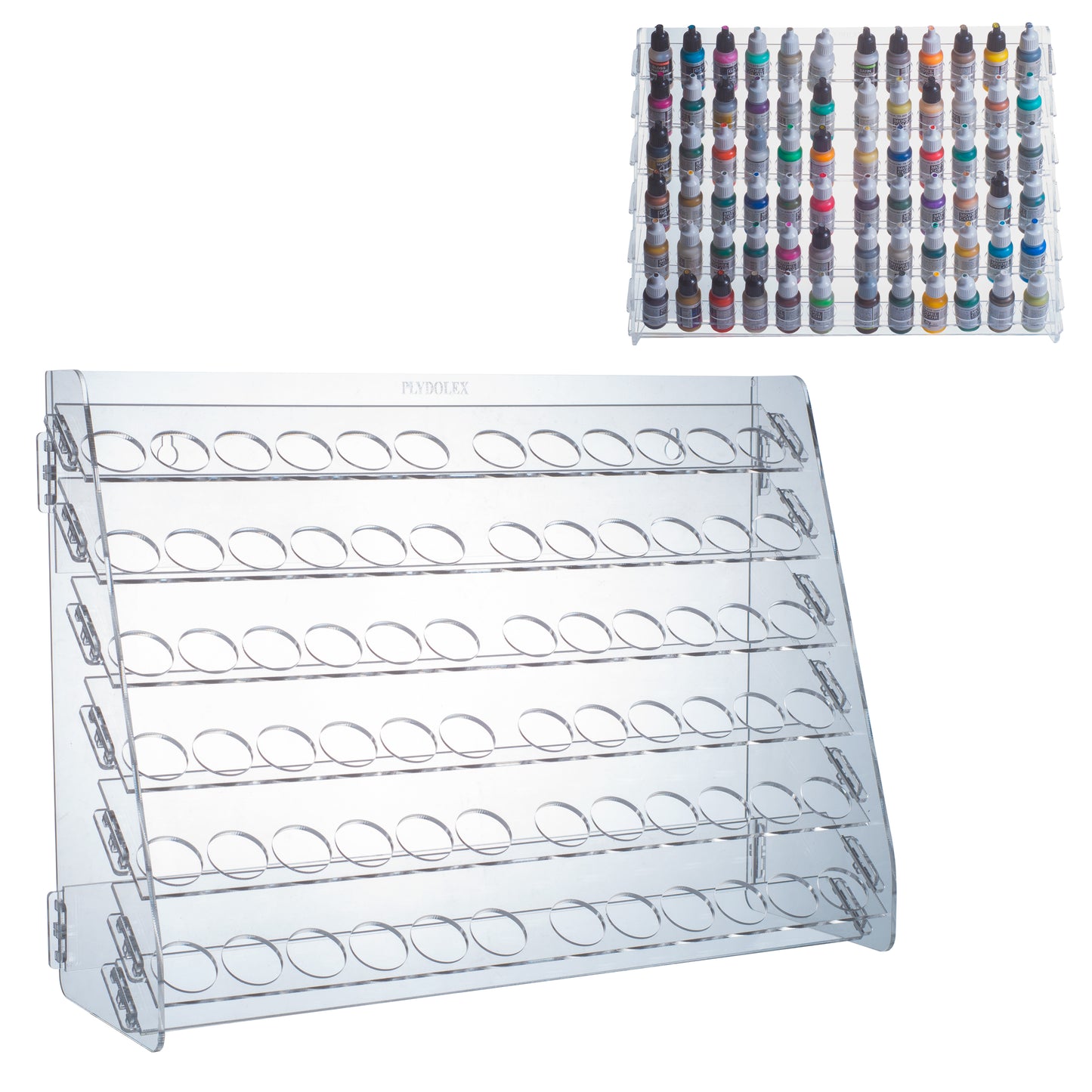 Plydolex Acrylic Paint Storage Organizer with 72 Holes for Vallejo Paints - Wall-Mounted Vallejo Paint Rack Ideal for Paint Storage of Miniature Paint Sets