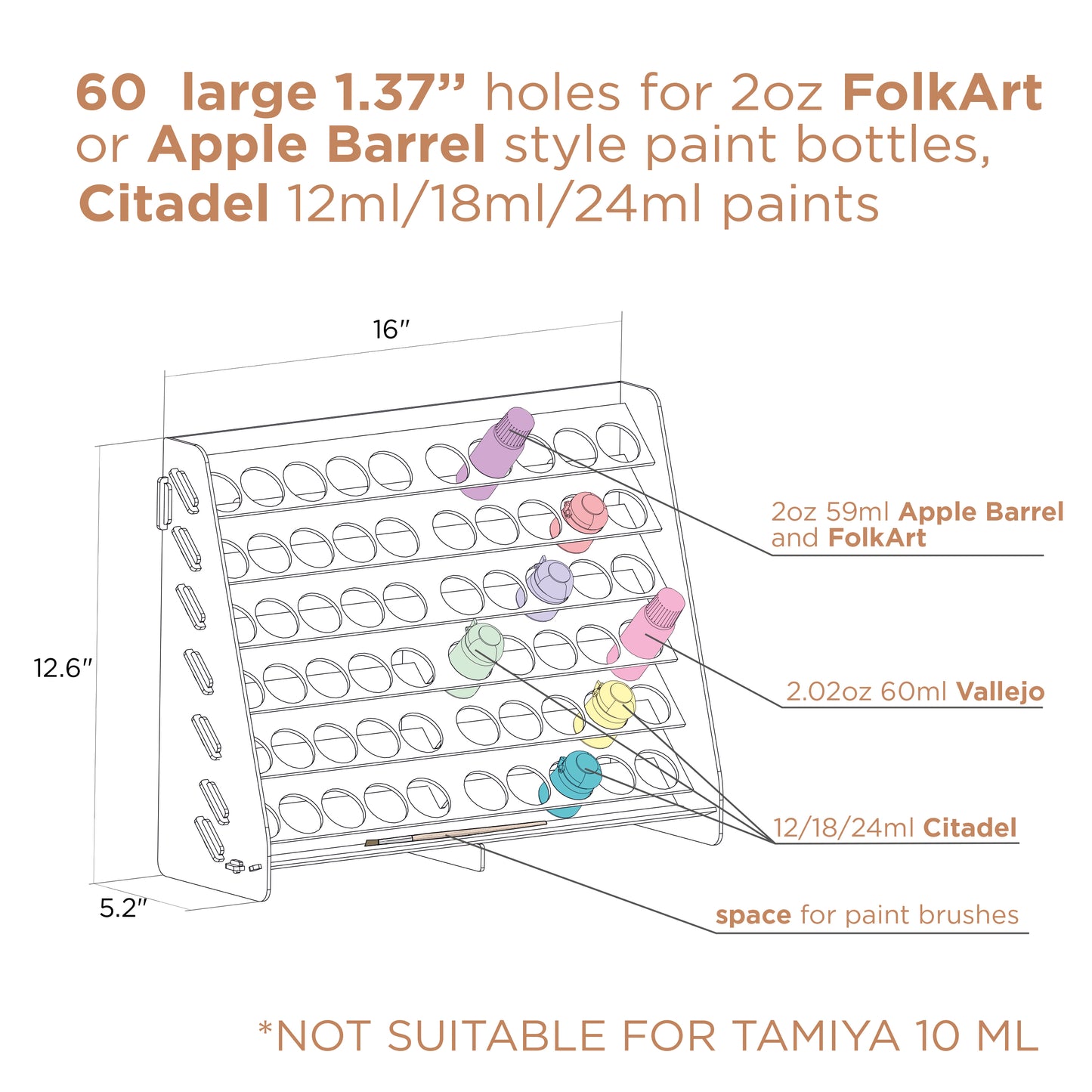 60-Bottle Warhammer Wall Paint Rack | Plydolex - Citadel Fit