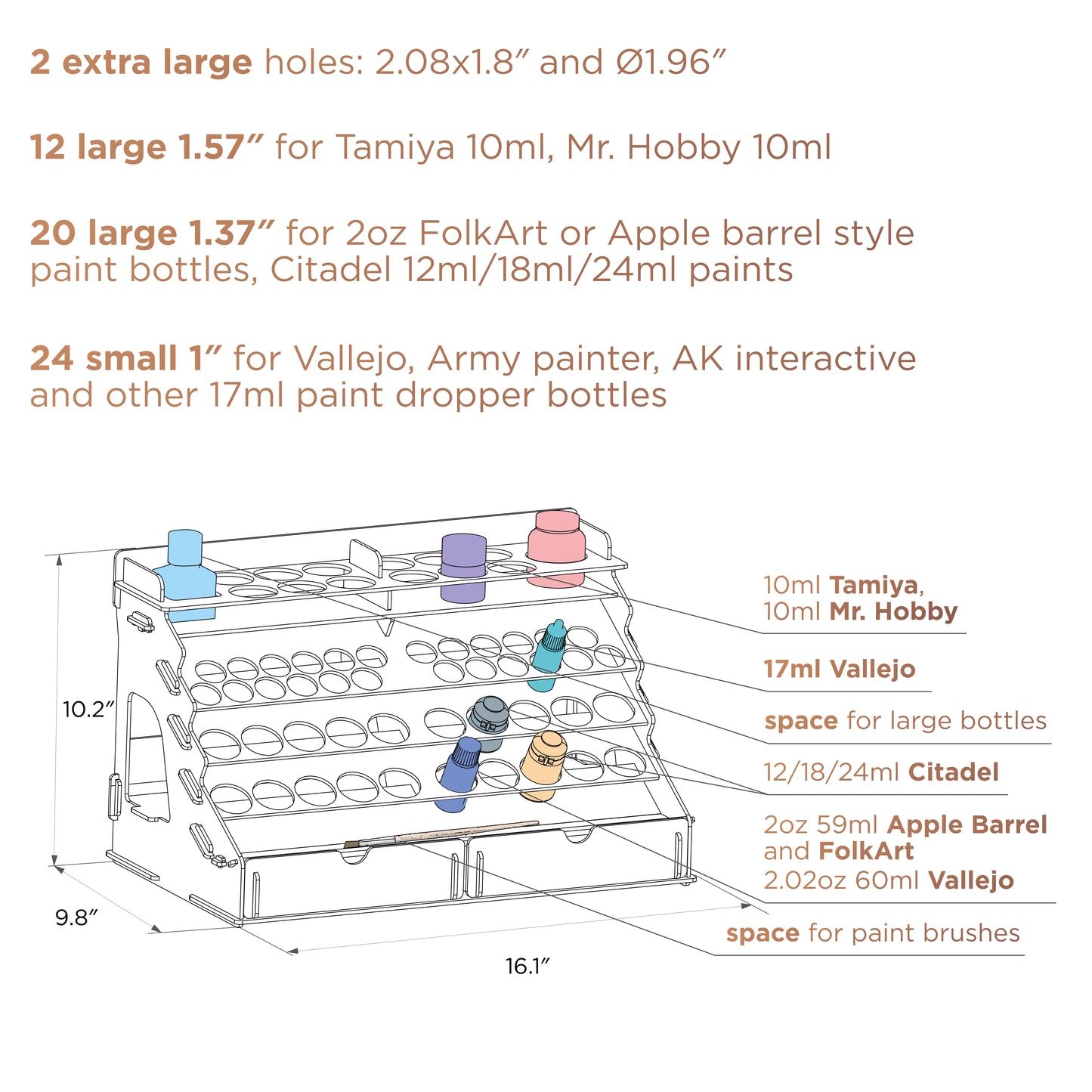 58-Bottle Warhammer Mini Paint Organizer | Plydolex