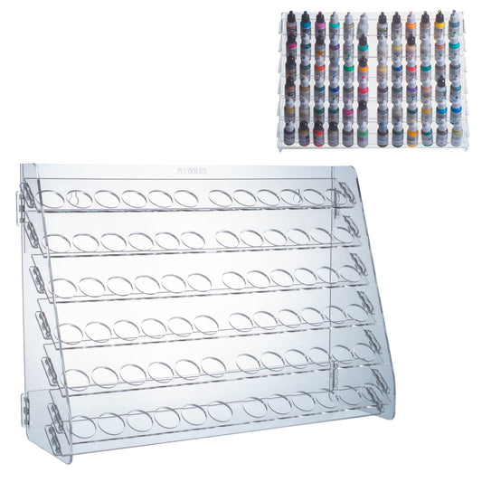 Plydolex Acrylic Paint Storage Organizer with 72 Holes for Vallejo Paints - Wall-Mounted Vallejo Paint Rack Ideal for Paint Storage of Miniature Paint Sets