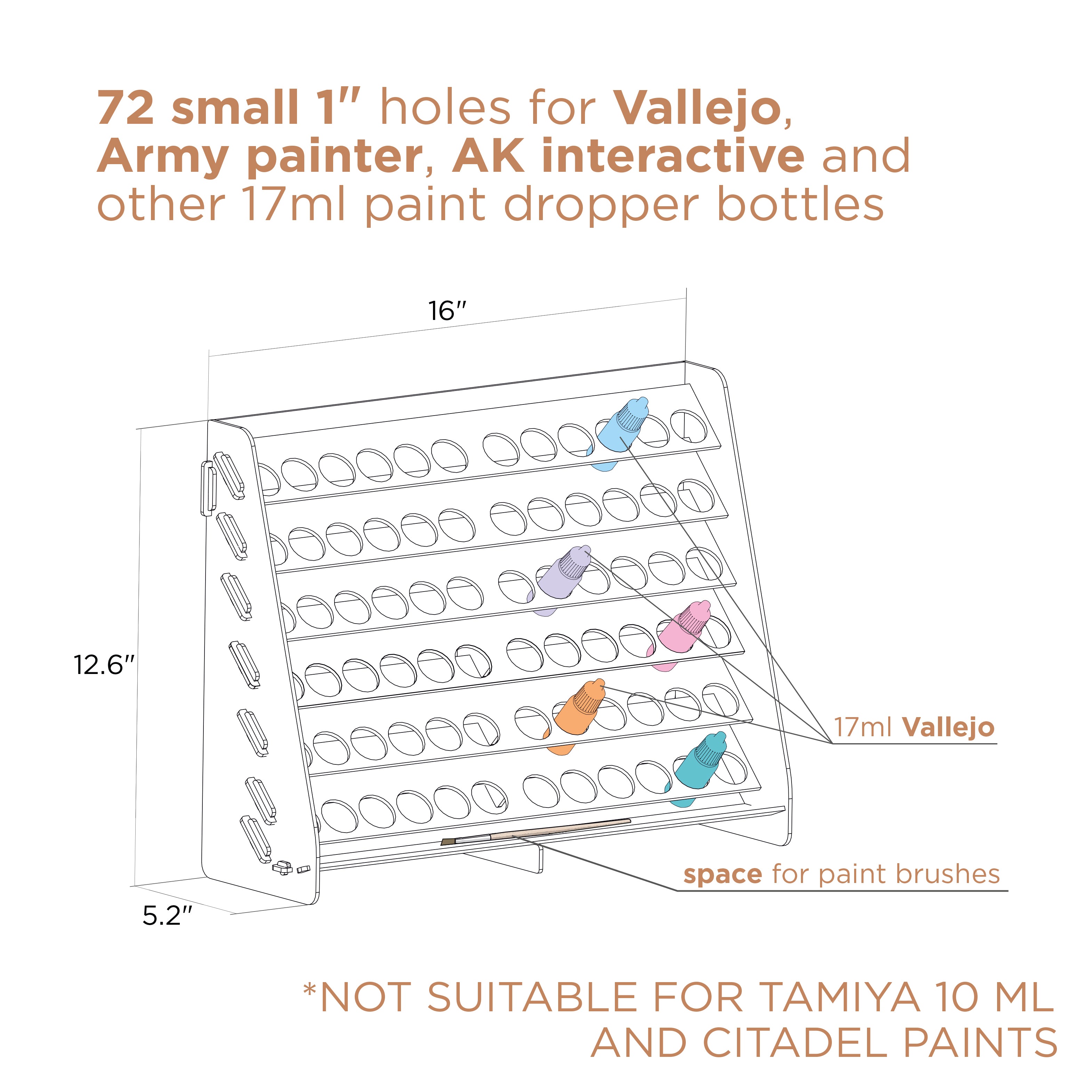 72-Bottle Warhammer Wall Paint Rack | Plydolex - Vallejo Fit – Plywood ...