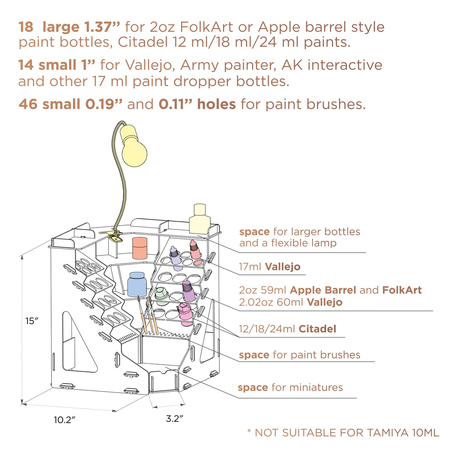 Vertical Paint storage rack for model painting, compatible with