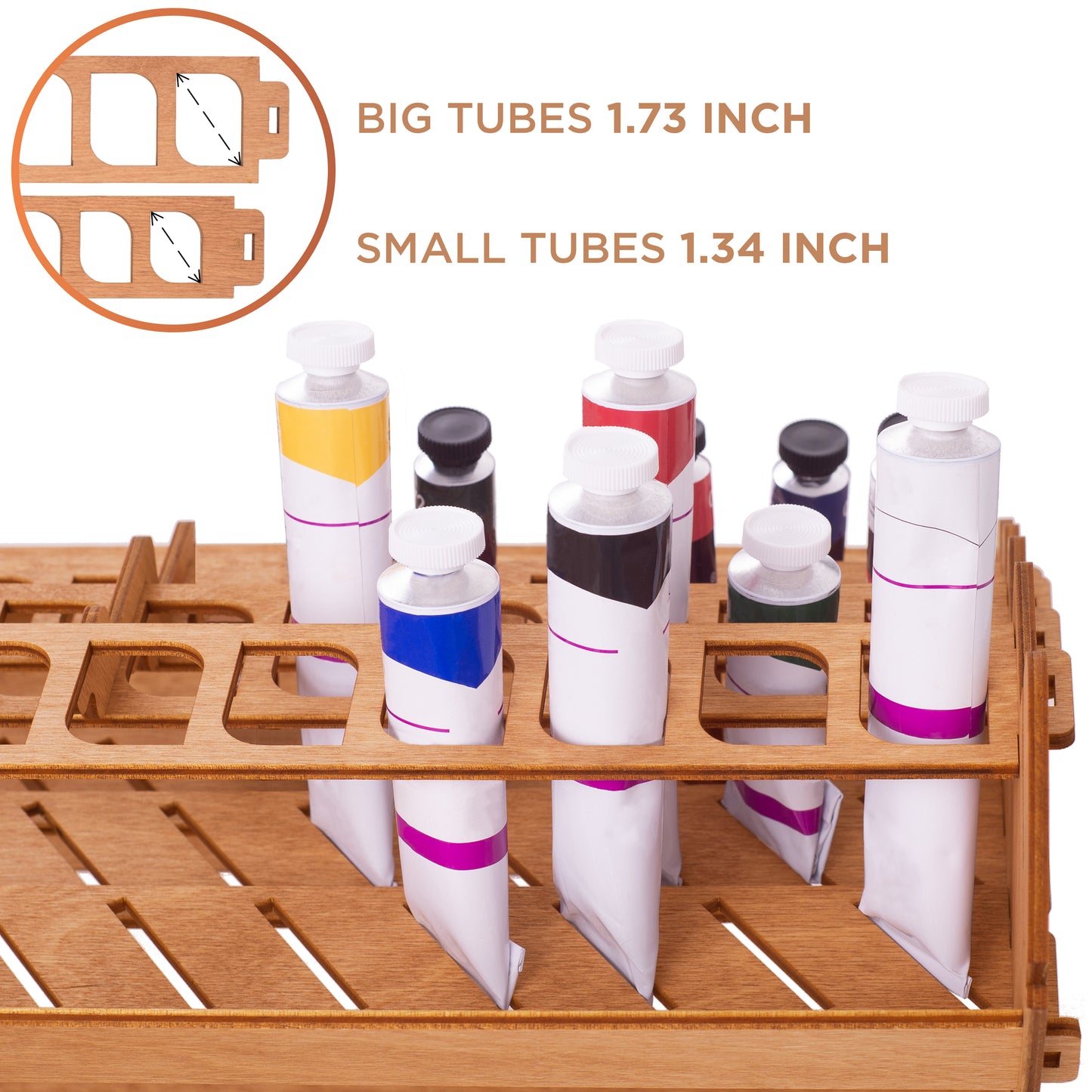PLYDOLEX Modular Paint Tube Organizer for 52 Bottles of Paints and 22 Paint Brushes - Paint Tube Holder Suitable for Oil, Watercolor, Acrylic Paints