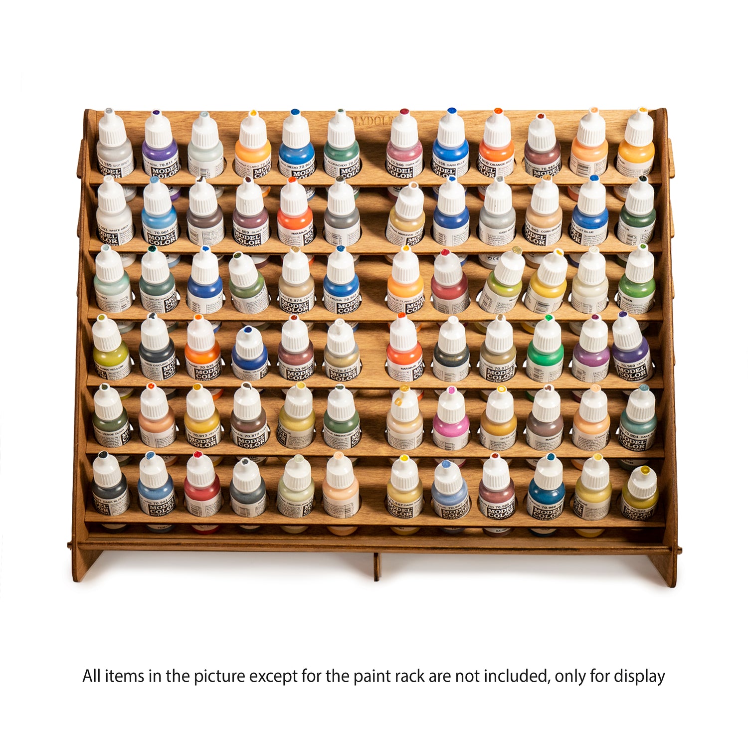 Plydolex Wooden Craft Paint Storage Rack with 58 Holes for Paint Bottles -  Hand Craft Paint Holder Rack with 4 Miniature Stands and Removable Upper