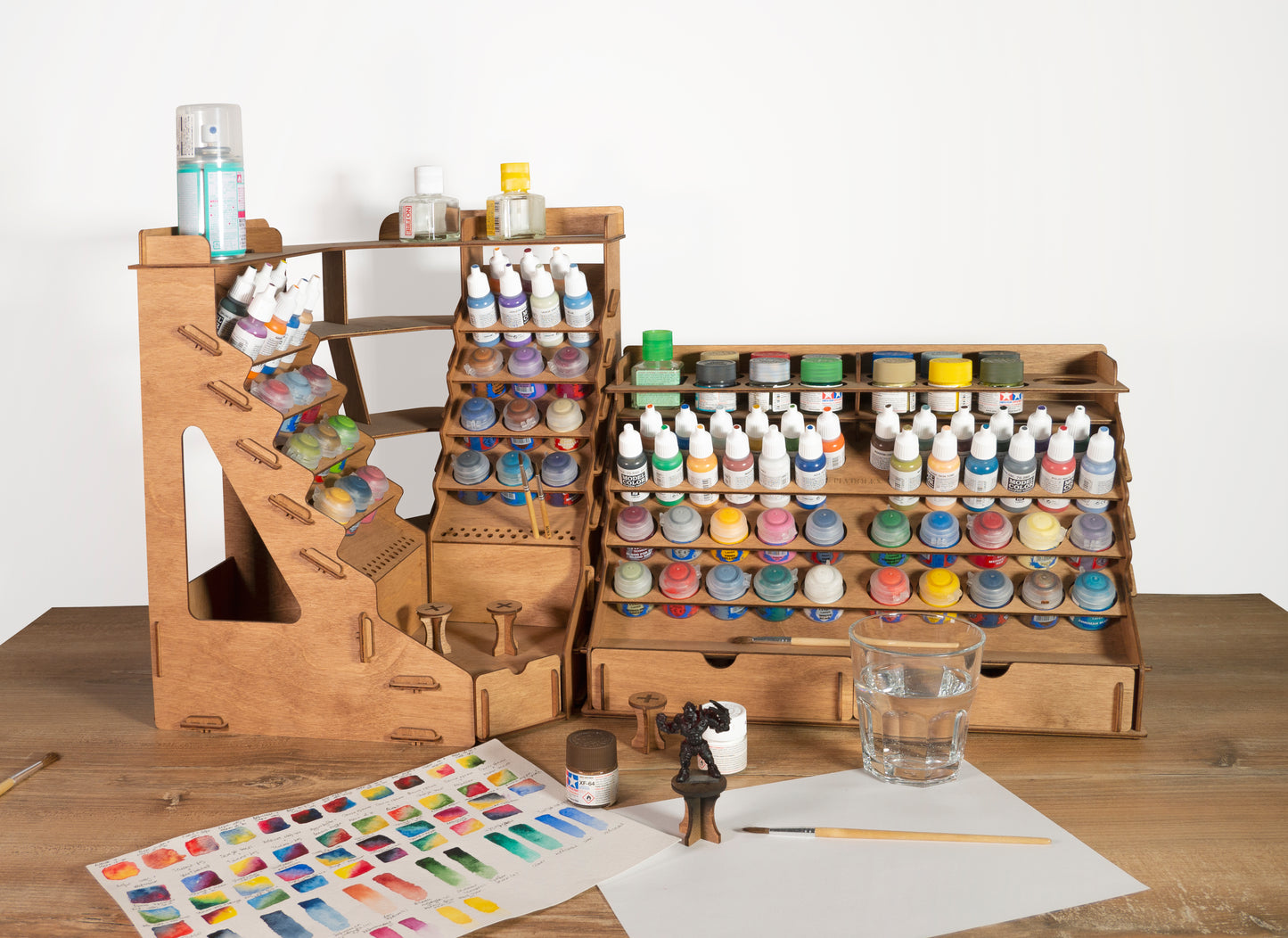 Model Paint Organizer Wooden Craft Paints Storage Rack Holder DIY