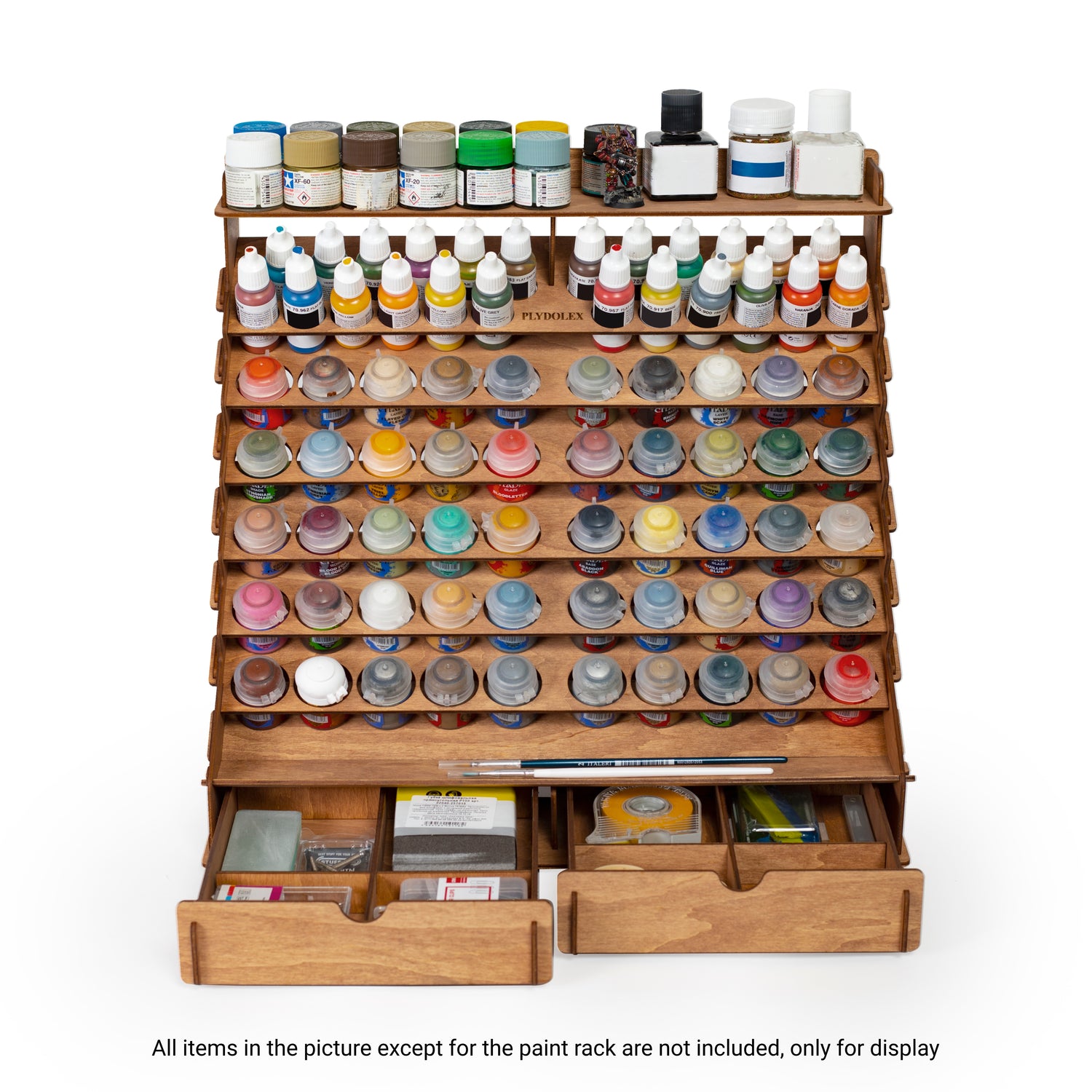 Model Paint Storage Case Paint Organizer Holder Tray Works With Round Top  Hobby Paint Brands, Paint Rack Or Paint Holder 60 Slots With 6 Fine Detail  Miniatures Paint Brushes 